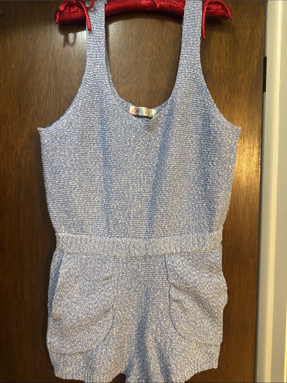 FP Beach - Light Blue Textured Knit Romper with Pockets
